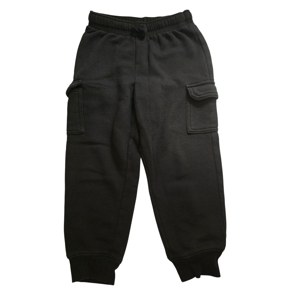 Jumping Beans Kids Black Softest Fleece Cargo Joggers Sweatpants 5T